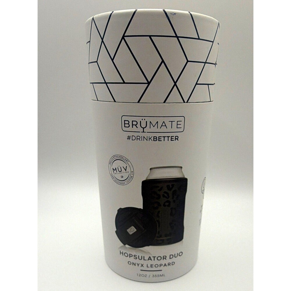 BrüMate Hopsulator Duo 12oz Insulated Stainless Can Cooler Black Leopard